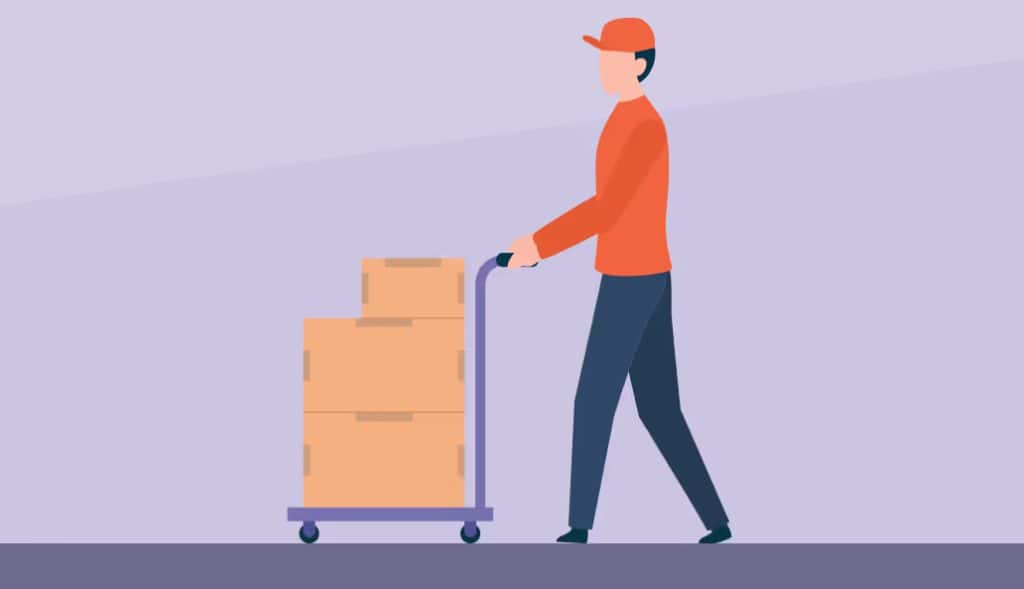 operator pushing cart with ergonomic castors