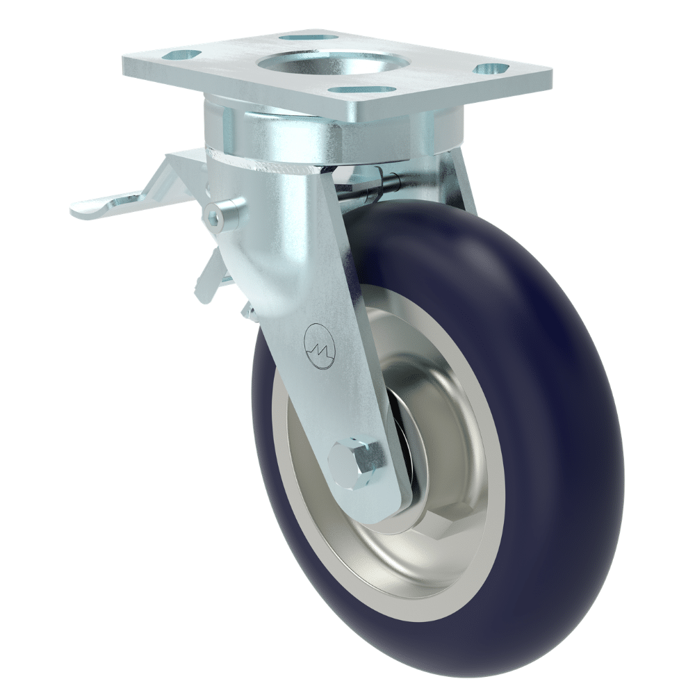 Muvtons GRDE Series castor with ME-SFS wheel for heavy-industry rough-floor applications